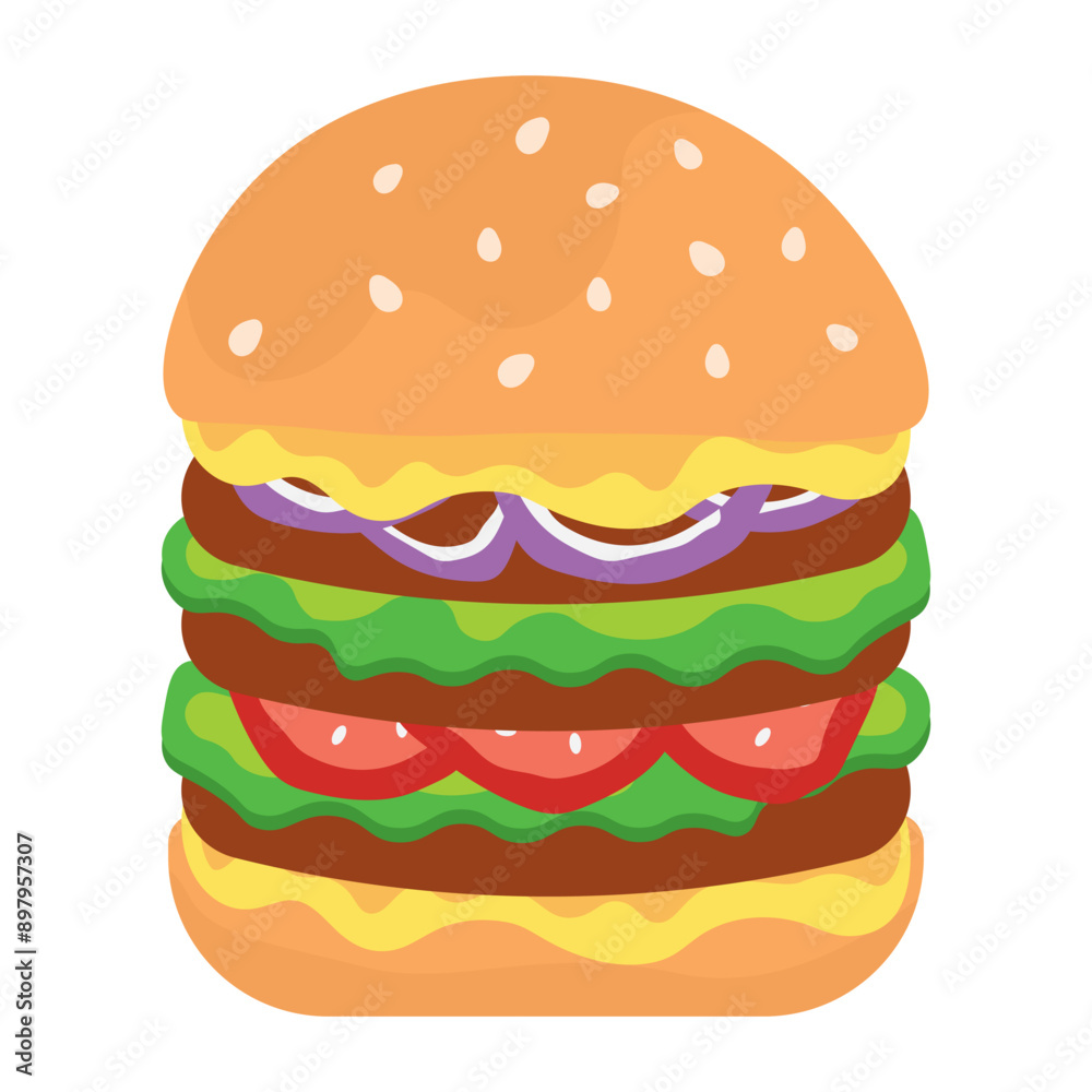 Illustration of Triple Meat hamburger with double extra cheese