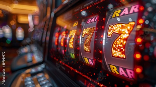 Casino machines in the entertainment area at night