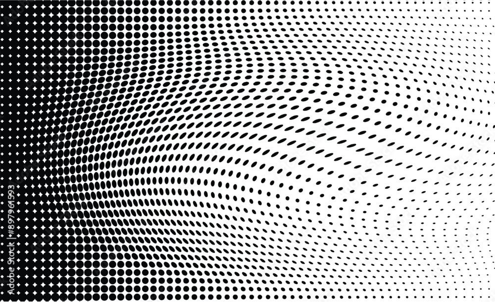 Wavy gradient halftone dots pattern texture background. Vector illustration
Wavy gradient halftone dots pattern texture background. Vector illustration