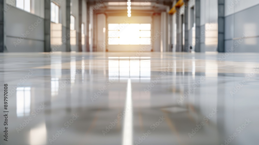 Epoxy resin application on a concrete floor, showcasing high coverage and sturdy finish, glossy surface reflecting light, industrial setting Epoxy resin application on a concrete floor, showcasing high coverage and sturdy finish, glossy surface reflecting light, industrial setting