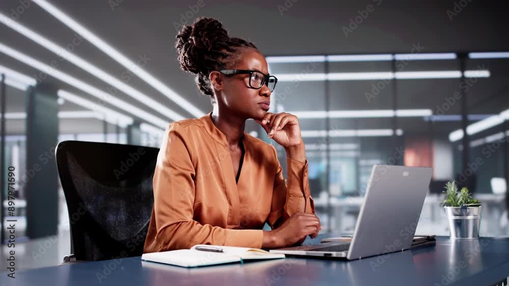 Thoughtful Curious Woman With Idea Or Plan Thoughtful Curious Woman With Idea Or Plan