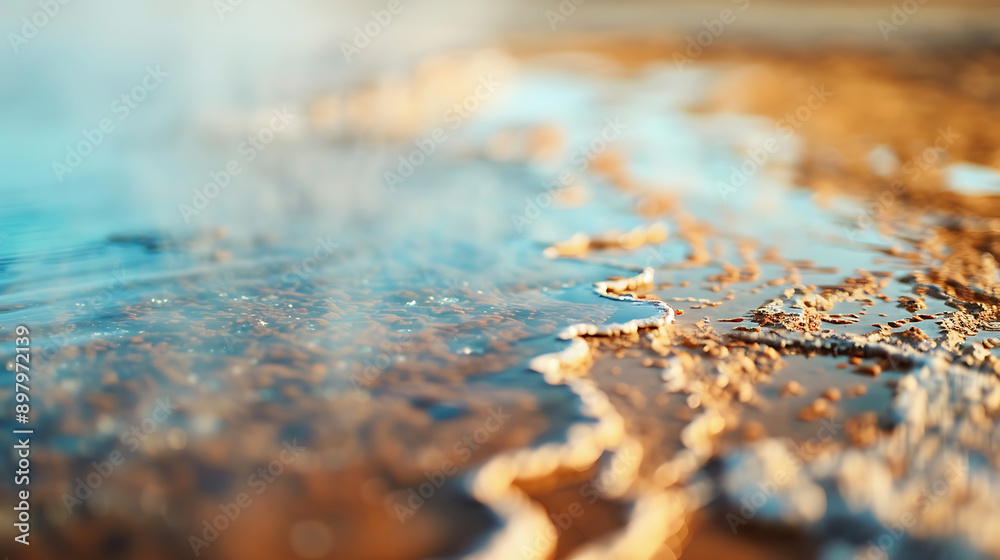 A geothermal area, colorful mineral deposits, steam vents. Generative AI illustration A geothermal area, colorful mineral deposits, steam vents. Generative AI illustration
