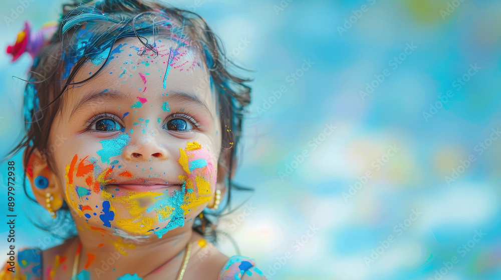 cute indian girl with paint on face cute indian girl with paint on face