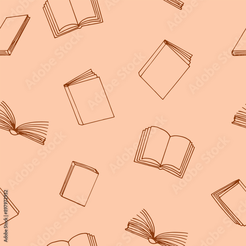 books seamless pattern. hand drawn doodle style.