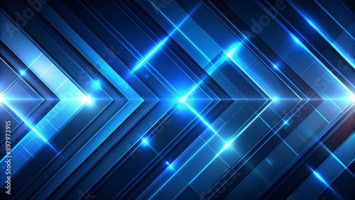 Dark blue abstract background with glowing arrow lines. Modern shiny blue geometric lines design. Technology futuristic concept. Horizontal banner template. Suit for cover  header  poster  banner  web