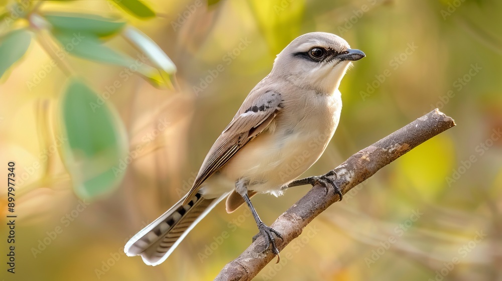 Naklejka premium The Common Shrike is a small, predatory bird known for its distinctive hunting behavior and striking appearance.