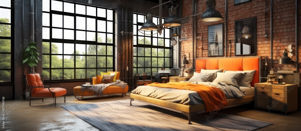 Modern Loft Bedroom with Industrial Chic Design