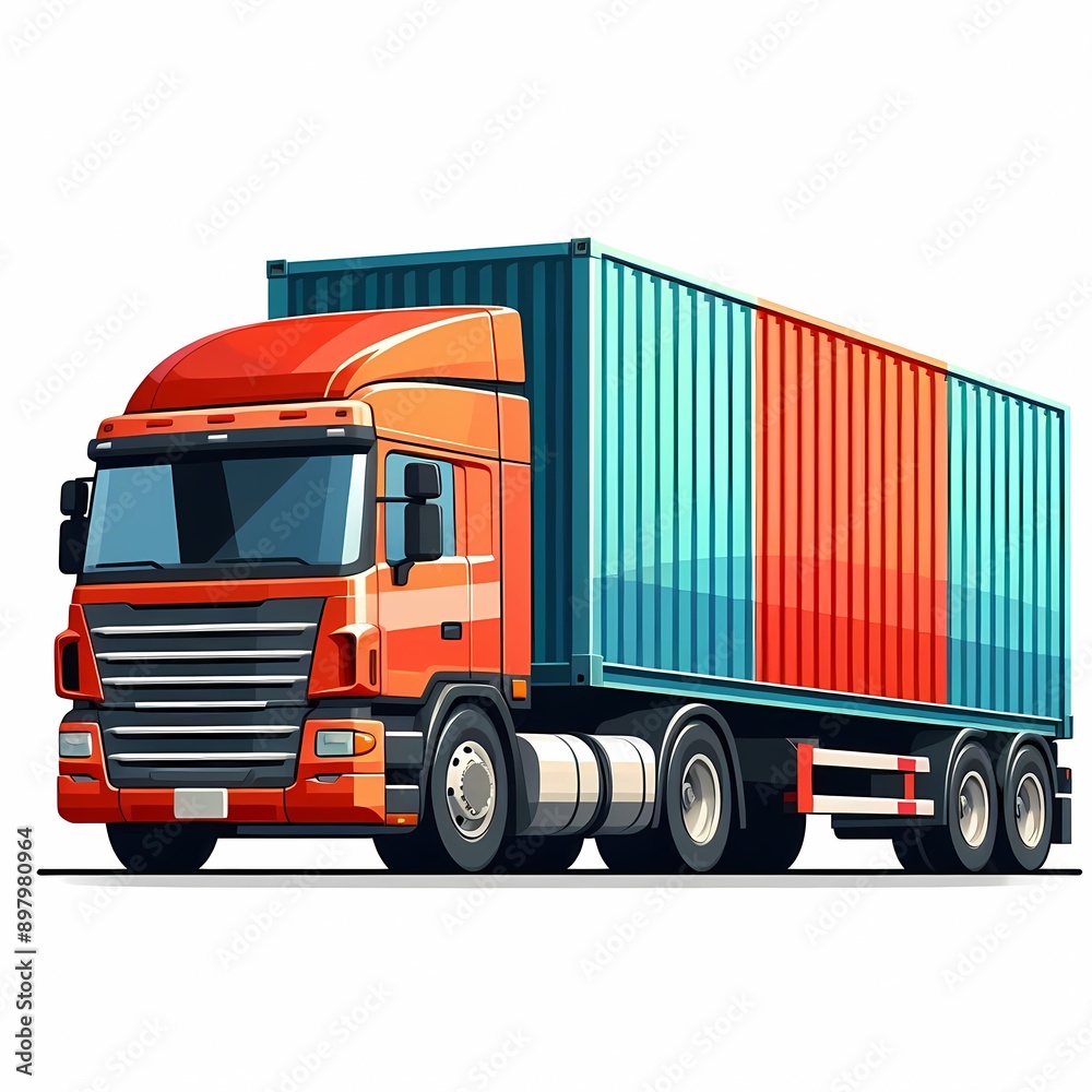 Сargo container truck for transport vector illustration isolated on a white background Сargo container truck for transport vector illustration isolated on a white background