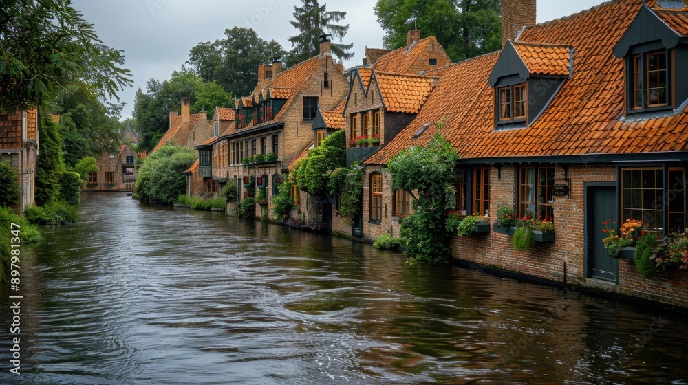 Obraz premium Walking along the canals of Bruges, Belgium