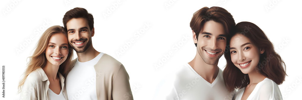Set of Happy beautiful couple isolated on a white or transparent background Set of Happy beautiful couple isolated on a white or transparent background