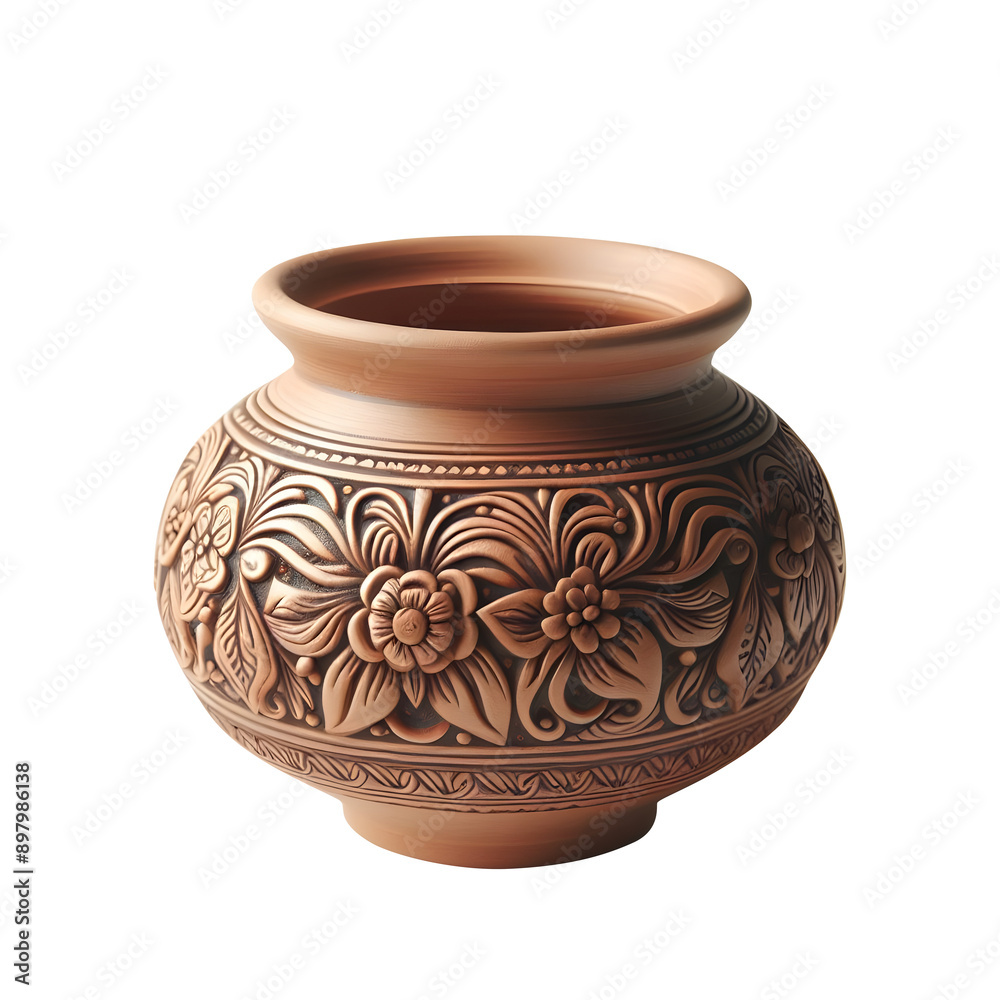 decorative empty clay pot design for home decoration illustration isolated on a transparent background