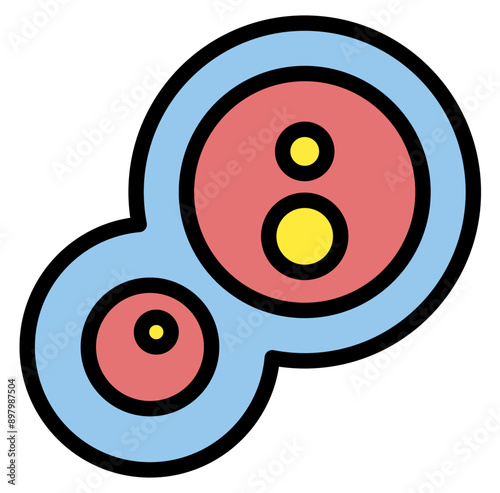 Cell Division Filled Line Icon Illustration