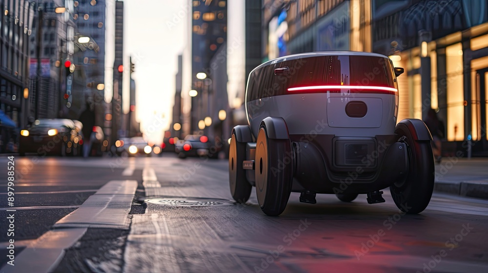 Fototapeta premium Robotics in the Gig Economy, offering services such as delivery drones and autonomous vehicle fleets