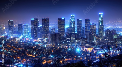 city skyline at night