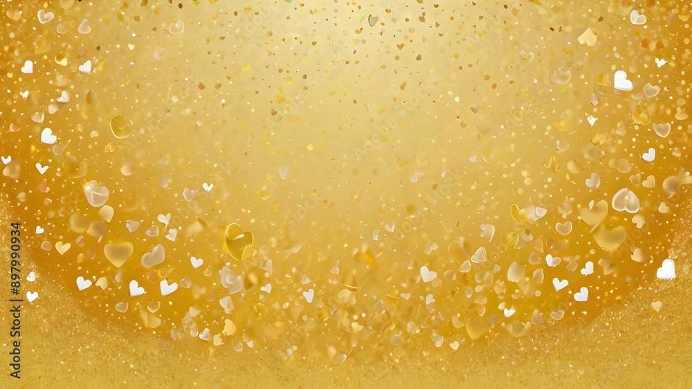 Gradient background of yellow with tiny glitter of gold and hearts Gradient background of yellow with tiny glitter of gold and hearts