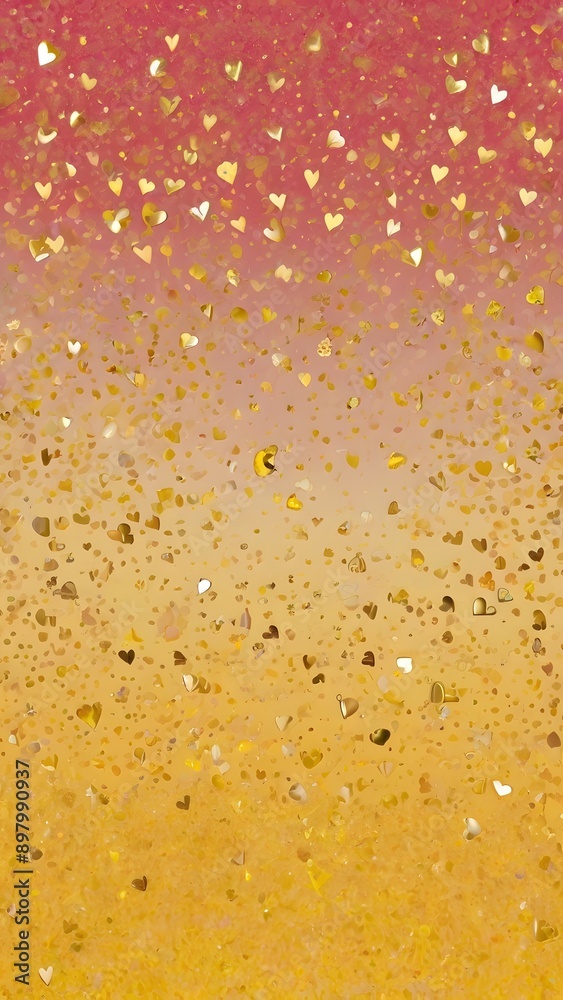 Gradient background of yellow with tiny glitter of gold and hearts Gradient background of yellow with tiny glitter of gold and hearts
