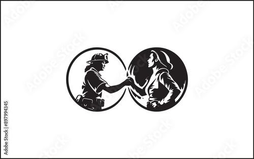 Fireman gesture silhouette. Good use for symbol, logo, web icon, mascot, sign, or any design you want. accident, emblem, emergency, firefighters, extinguishing, emergency exit, lifestyles, protective 