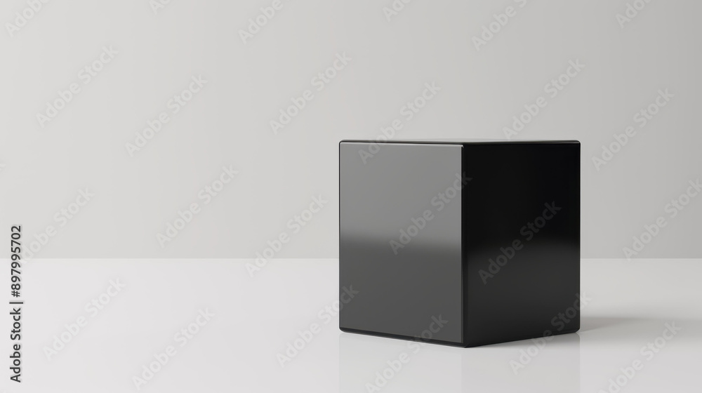 Sleek black cube stands out on a clean white backdrop, showcasing modern design in 3D rendering for minimalistic aesthetics. Sleek black cube stands out on a clean white backdrop, showcasing modern design in 3D rendering for minimalistic aesthetics.