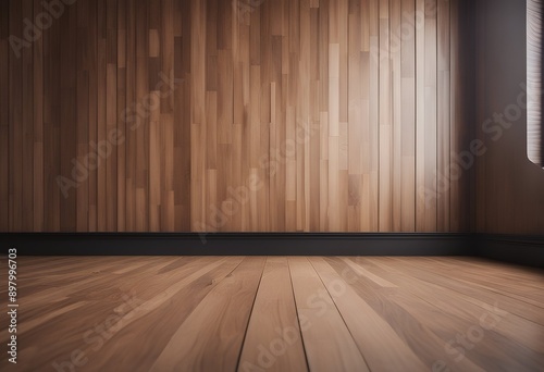 room three dimensional wood interior render empty home 3d parquet blank wall © akkash jpg