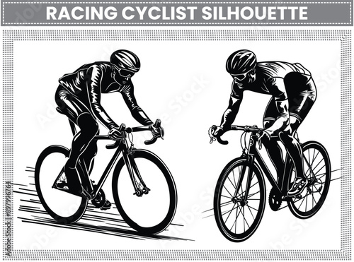 Racing Cyclist silhouette, Bicycle icon, Bicycle race silhouettes Cycling race flat icon, Cyclist sign, Road Cyclist Silhouette, Sports