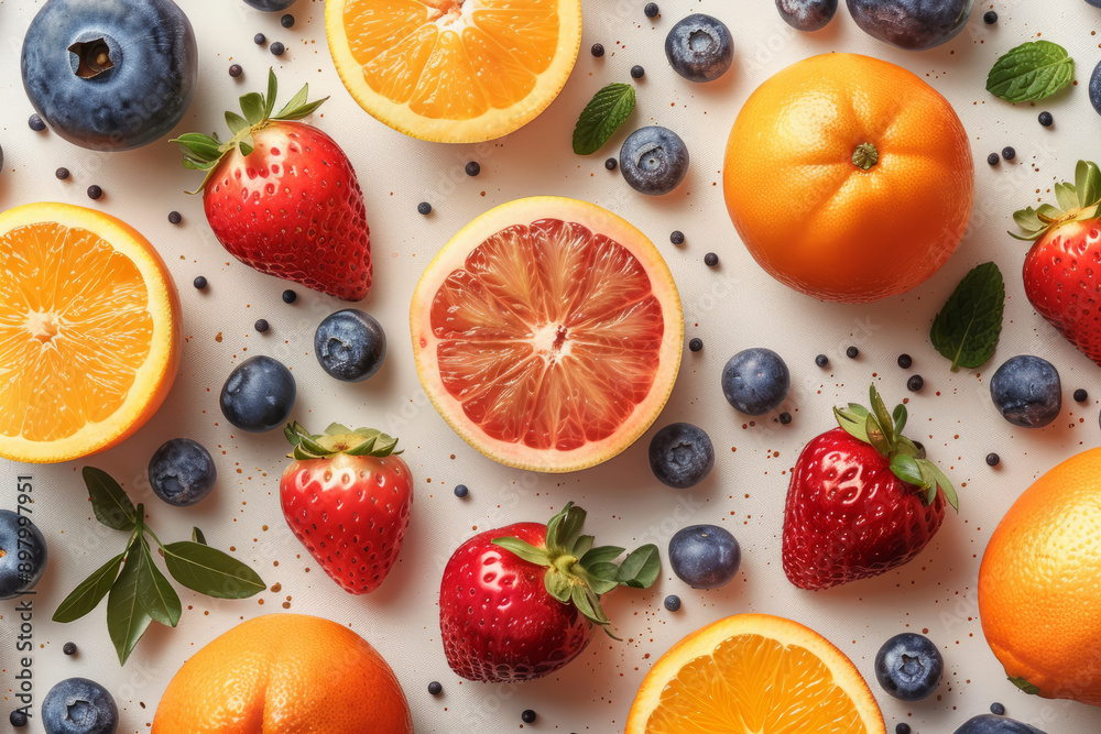 Fruits and berries, strawberries. AI generation Fruits and berries, strawberries. AI generation