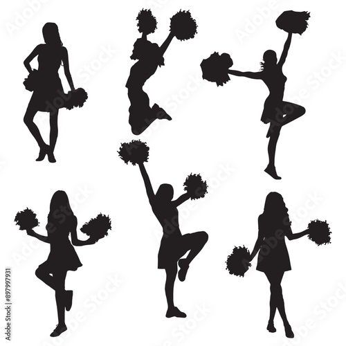 Cheerleading Silhouette Vector Illustration Bundle