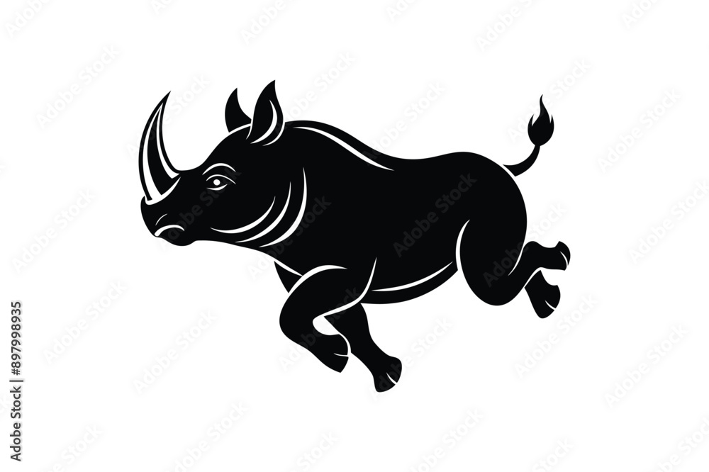 Fototapeta premium Rhinoceros silhouette vector art illustration isolated on white background