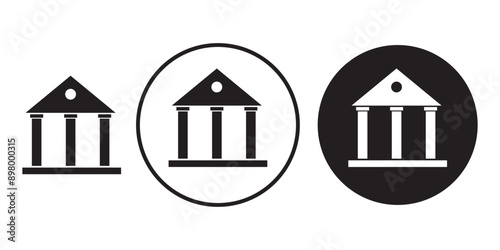 bank building vector icon Silhouette set, Bank Government Courthouse Architecture simple land mark. museum, university icon, academic institute university stock vector,