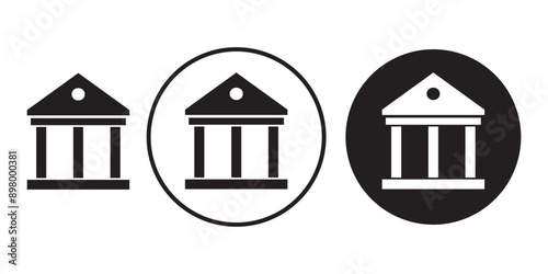 bank building vector icon Silhouette set, Bank Government Courthouse Architecture simple land mark. museum, university icon, academic institute university stock vector,