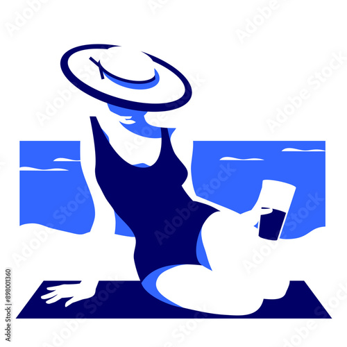 Woman relaxing on the beach with cocktail