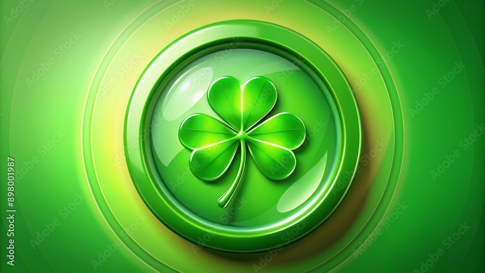 A shiny four-leaf clover icon surrounded by a circular frame with bold font and vibrant green color, symbolizing good fortune and prosperity in business. A shiny four-leaf clover icon surrounded by a circular frame with bold font and vibrant green color, symbolizing good fortune and prosperity in business.