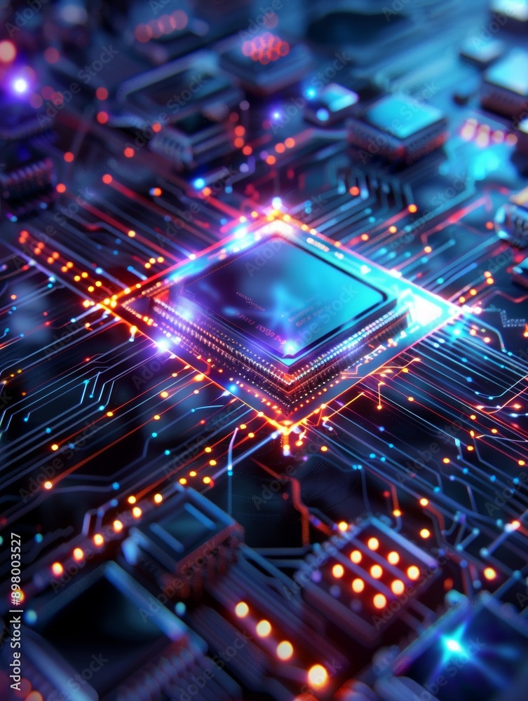 An abstract art piece depicting a microchip with vibrant colors and geometric shapes, capturing the essence of digital creativity. An abstract art piece depicting a microchip with vibrant colors and geometric shapes, capturing the essence of digital creativity.