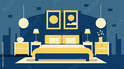 Chic Light Bedroom Decor Featuring Double Bed and Matching Tables