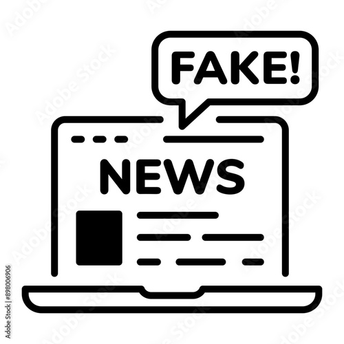 A glyph style icon of fake news 