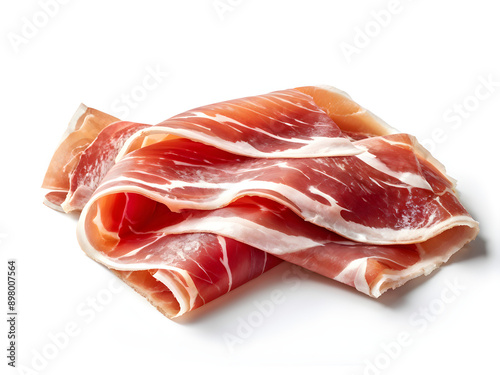 Parma ham isolated on white background with clipping path. High quality photo 