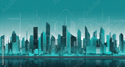 teal theme smart city layout concept technology abstract background with copy space © sevenSkies