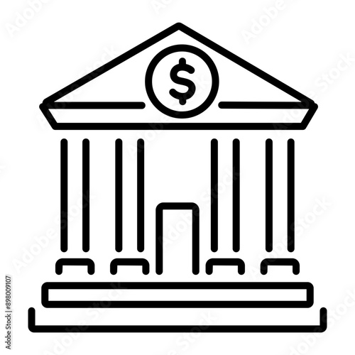 An outline style icon of bank building 