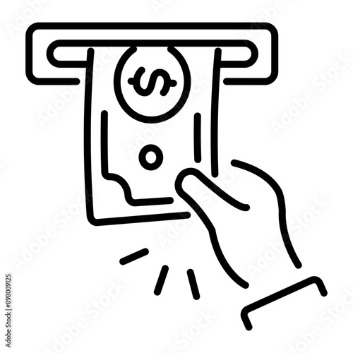 A line icon of cash withdrawal 