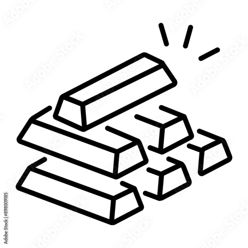 A line style icon of gold ingots 