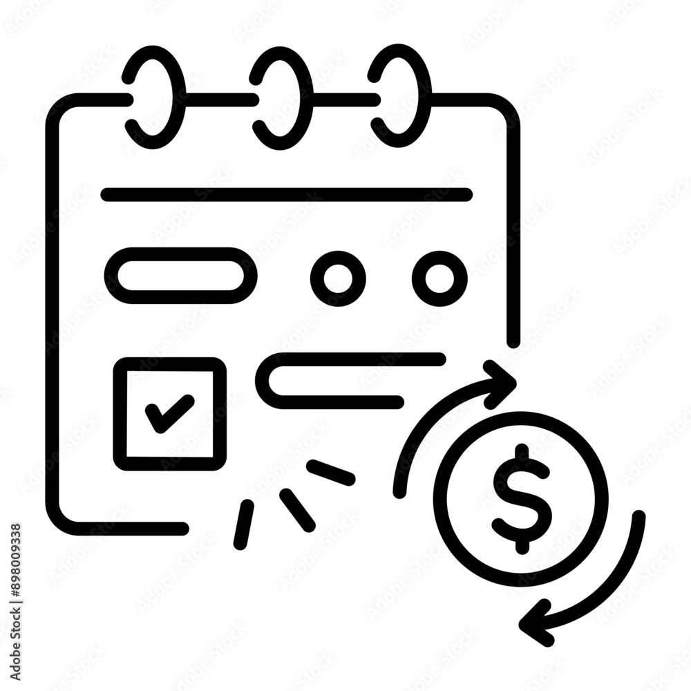 An outline style icon of payment schedule An outline style icon of payment schedule