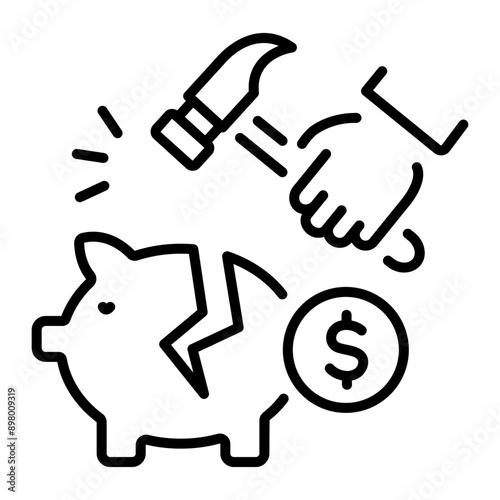 Outline style icon of financial crisis 