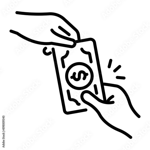 An icon of borrow money in line style 