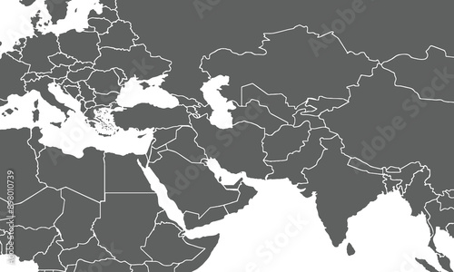 Middle East Map isolated on white background.for website layouts, background,education,precise, customizable,Travel worldwide, map silhouette backdrop,earth geography, political,reports.