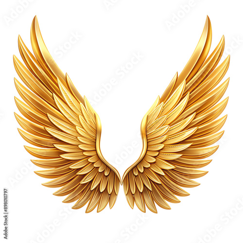 gold vector wings silhouette, grunge heart shape, angel feather symbol
