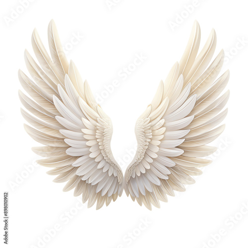 Vector white angel wings with soft feathers, perfect for love, tattoo, or design element