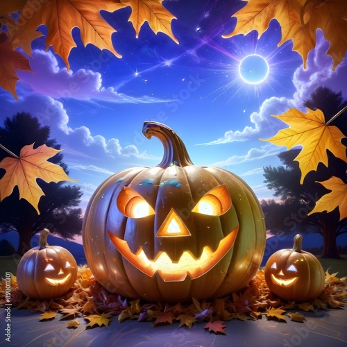 Halloween symbol smiling pumpkin
