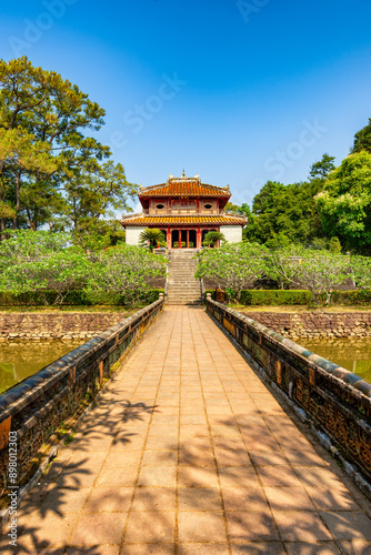 Minh Mang tomb near the Imperial City with the Purple Forbidden City within the Citadel in Hue, Vietnam.