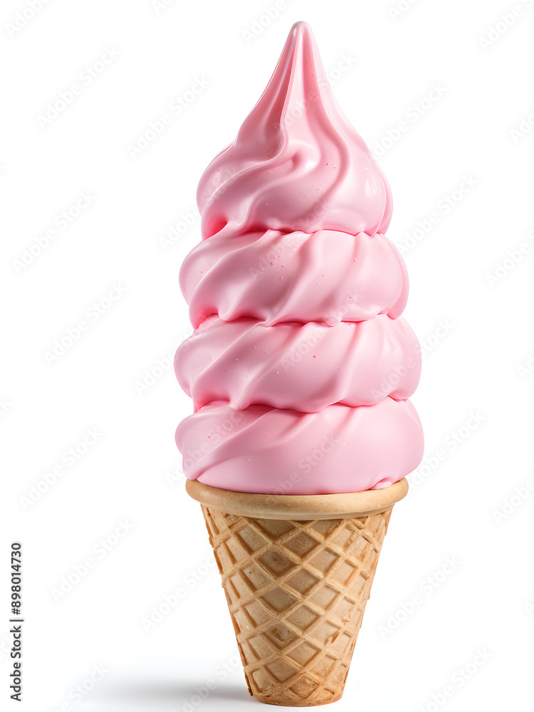 Pink ice cream cone isolated on white background with clipping path. Close up
Pink ice cream cone isolated on white background with clipping path. Close up