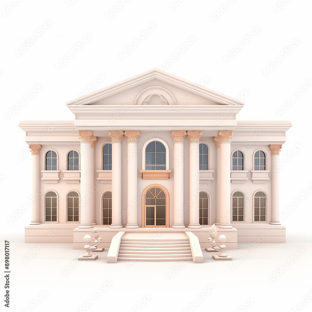 Fototapeta premium Elegant neoclassical building with grand columns and steps. Perfect for architecture, heritage, and history themes.