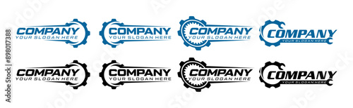 set of gear automotive factory industry engineering logo design template